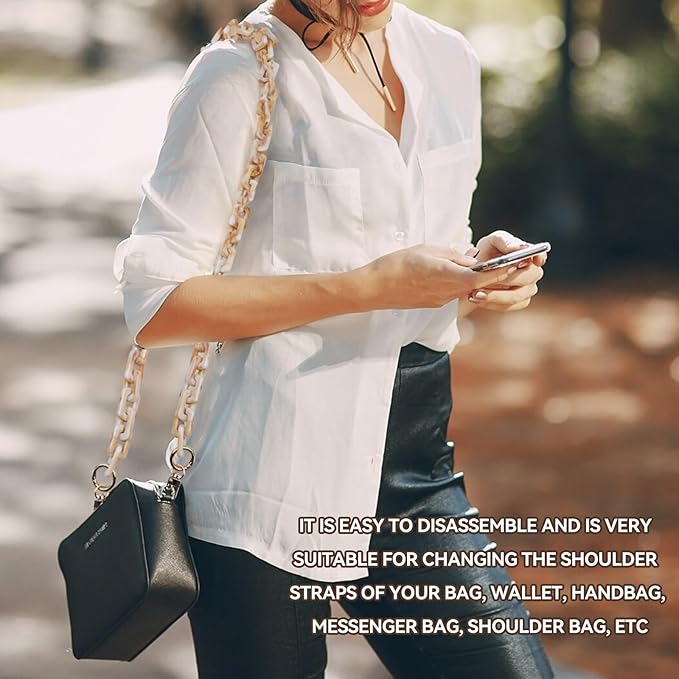 47.24"/120cm DIY Acrylic Resin Replacement Chain Purse Shoulder Strap with Buckle, Beige Rectangle Chain Link