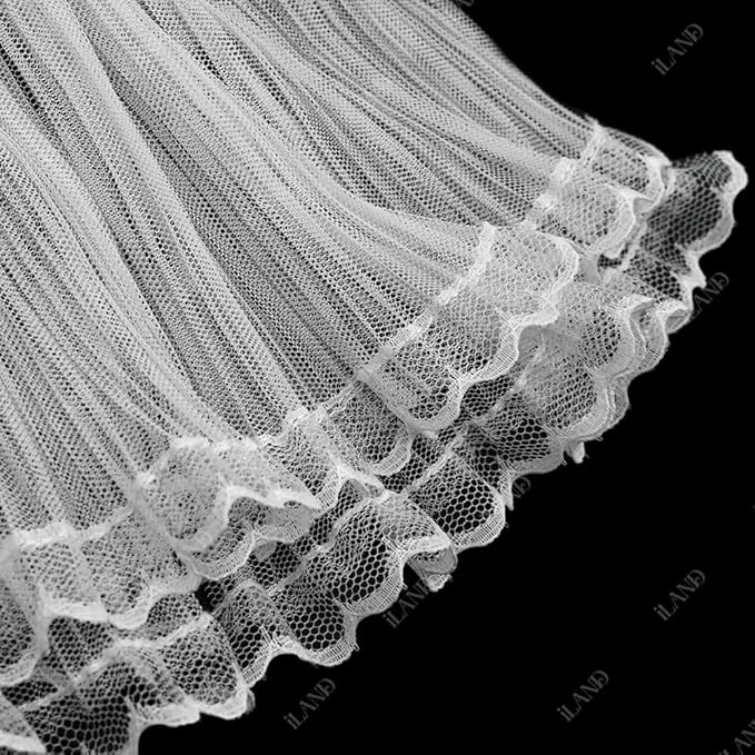 iLAND Miniature Dollhouse Accessories on 1/12 Scale, Dollhouse Curtains Set of Multi-Layered Lace & Tulle Curtains 2pcs