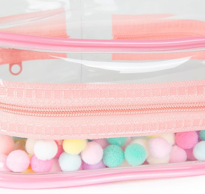 CHICHO Clear Figure Display Bag with White Hairball Keychain, Portable Doll Storage Bag Hanging Blind Box Organizer Zipper Closure