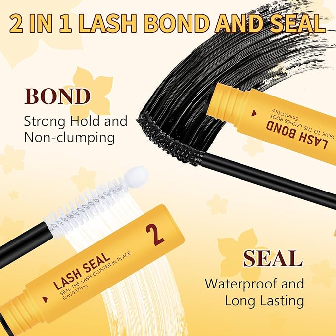 QUEWEL Lash Clusters Kit, 320Pcs 60D+80D 3D Lash Cluster Eyelash Extensions 12-18mm Lash Clusters Kit with Lash Bond and Seal and Lash Tweezers Easy DIY at Home(60+80D 3D Kit)