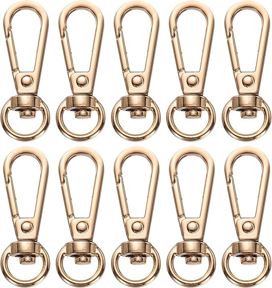 PATIKIL Swivel Lobster Claw Clasps 10pcs Push Gate Snap Hook Metal Trigger Clips Purse Hardware for Keychains Purse Handbag Makings DIY Crafts, Gold