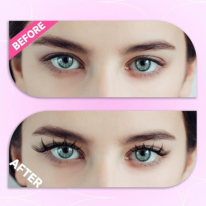 Volume Lash Clusters Kit Spiky Manga 8-16mm Natural Wispy Eyelash Clusters C/D Curl Eyelash Extension Kit Spiky Individual Lash Eyelash Clusters with 0.05mm Ultra-Thin Black Band