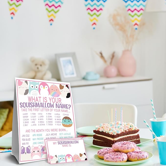 Cute Animal Party Favors, Cute Annimal Party Decorations, Theme Birthday Sign with 1 Birthday Activity Sign for Girls Holiday 30 Cards for Kids Tea Activity Favors