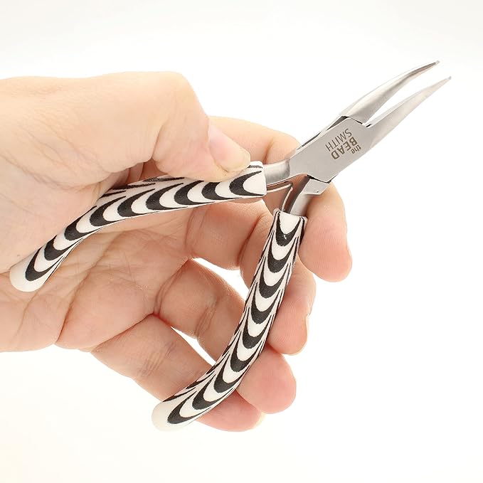 The Beadsmith Bent Chain Nose Pliers – Zebra Print Line – 5 inches (127 mm) – Comfortable Handle with Double Leaf Springs – Jewelry Making Tool for Creating Bracelets, Earrings and Necklaces