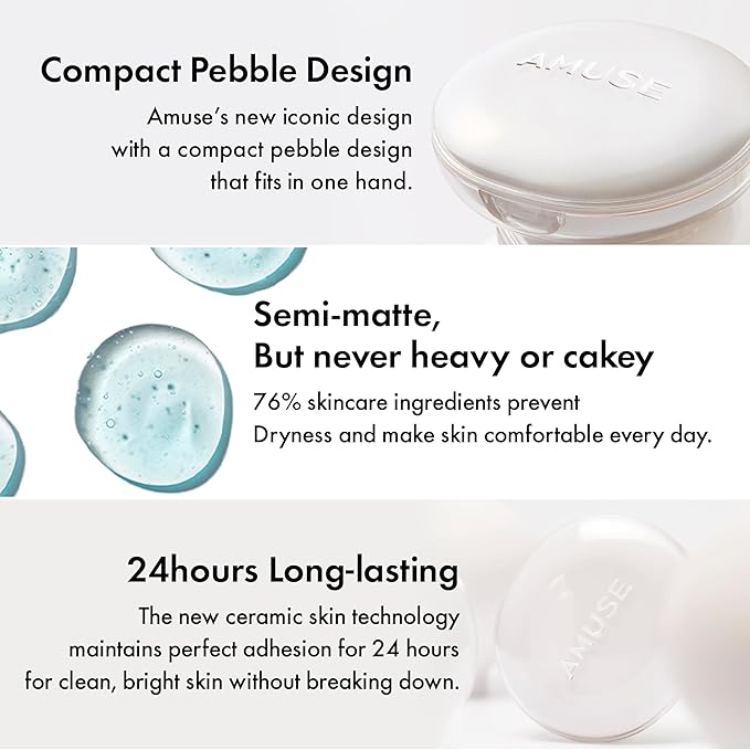 Amuse SEOUL Ceramic Skin Perfector Cushion Foundation Refill ([Refill] 03 HONEY) | Long-lasting, Lightweight, Semi-matte, Flawless Coverage, Hypoallergenic, Korean Beauty, Vegan(15g / 0.52 oz.)