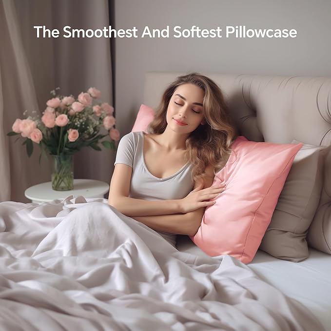 INFIIXSO Mulberry Silk Pillowcase for Hair and Skin, Silk Pillow Cases Standard Size with Hidden Zipper 20"x26", Extraordinary Smooth and Soft Cooling Pillow Cases for Hot Sleepers(Blush Pink, 1 Pack)