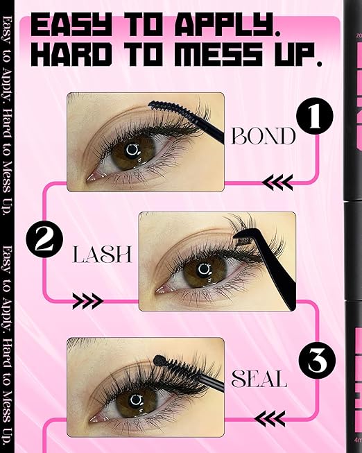 Mavphnee Lash Bond and Seal 40% More Bond 2 in 1 Lash Glue Strong Hold Eyelash Adhesive and Sealant Waterproof Rebalance Bonding and Locking for 48-150Hours (7ml+4ml)