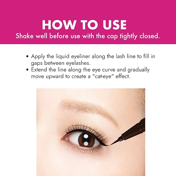 Heroine Make by KISSME Liquid Eyeliner Pen with Ultra-Fine 0.1mm Tip, Waterproof Eyeliner for Sensitive Skin, Cat Eye Liner for Long Lasting Wear, Made in Japan, SMOOTH Brown Black, 1 Count
