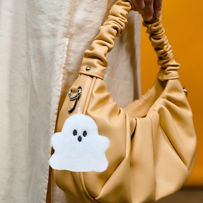 HUIJUFU Halloween Ghost Plush Keychain Cute Purse Bag Backpack Handbag Charms White