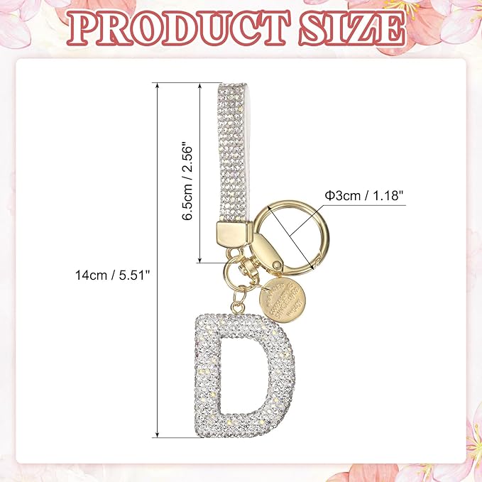PATIKIL Initial Letter Keychain, Cute Sparkly Rhinestone Key Chain Alphabet Charm for Car Keys Handbags Purse