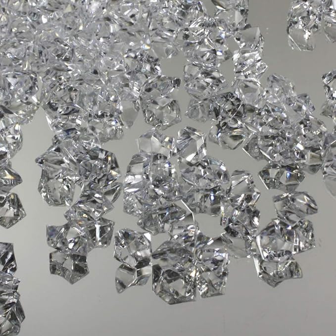 WGVI WGV Acrylic Ice Rock Crystals Treasure Gems for Table Scatters, Vase Fillers, Wedding, Banquet, Party, Event, Birthday Decor (Approx 150 pcs per Bag), 1 Bag, 1 Pound, Clear