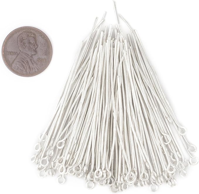 The Bead Chest Silver 21 Gauge 2 Inch Eye Pins (Approx 100 Pieces)