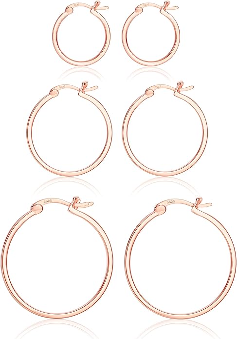 Hayoso 18K Gold Plated Hoop Earrings - 925 Sterling Silver Hoop Earrings Womens Hypoallergenic Hoops | Square Tube Hoop Earrings for Women 15mm/20mm/30mm/40mm