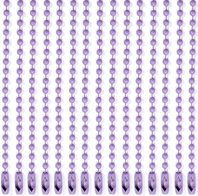 Lemonkey 20Pcs Ball Beads Chains Bulk,Purple Keychains Rings Metal Chains,4 Inch Dog Tag Metal Small Chains with Connectors for Hanging Decoration