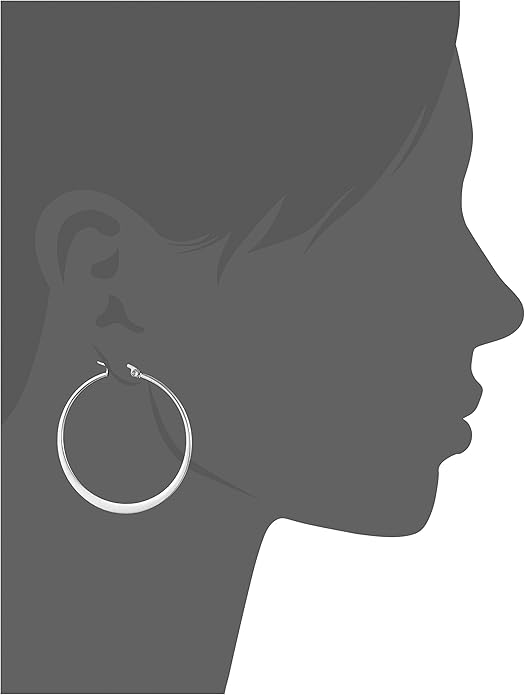 Amazon Essentials Gold Plated or Stainless Steel Flattened Hoop Earrings