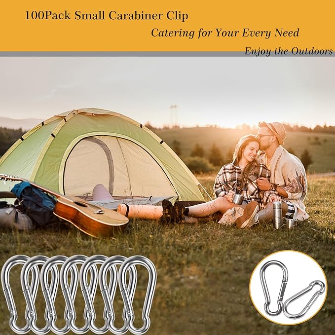 Carabiner Clip Spring Snap Hook, Heavy Duty Spring Snap Hook, Quick Link Keychain Clip for Keys Swing Set Camping Fishing Hiking Traveling