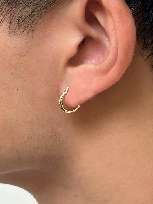 14K Gold Classic Real Hoop Earrings, (2mm Tube)