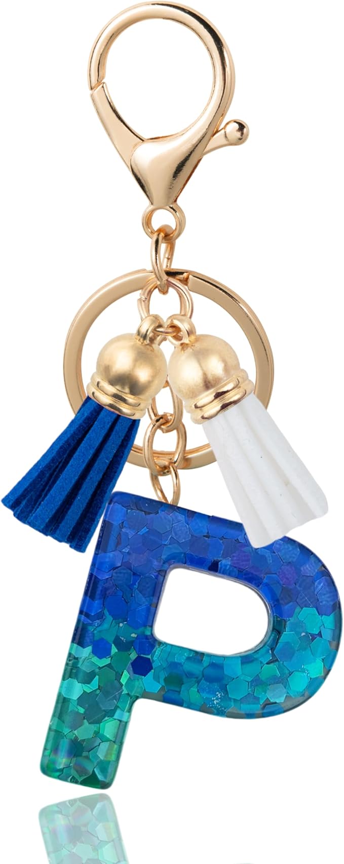 Initial Letter Keychain Cute Resin with 2 PU Tassel, Letter Keychain for Backpack Charms, Initial Keychains for Women