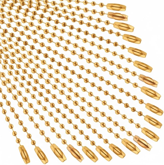 Hicarer 200 Pack Colored Bead Keychain Metal Hanging Chains Necklace Connector for Hanging Ornament Jewelry Tag (Yellow)