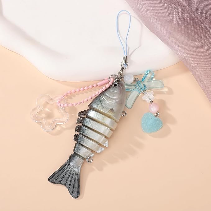 Fish Keychains Funny Fishing Keychains for Fisherman Cute Y2K Phone Charms Bag Charms Purse Accessories