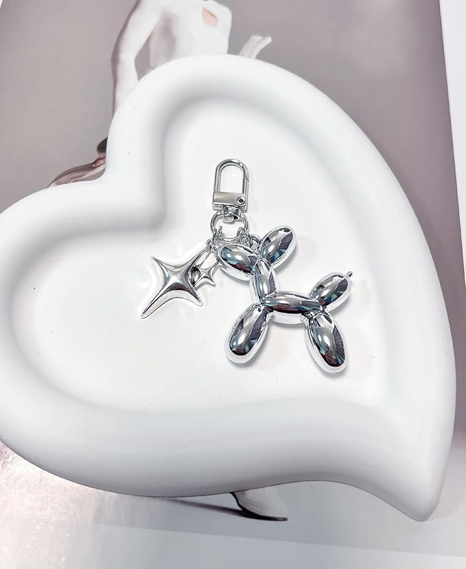 LAEKOU Cute Star Balloon Dog Keychain, Y2K Bag Charms Keychains Accessories for Women, Aesthetic Key Chain