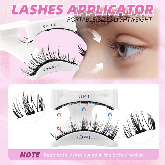 FADLASH Magnetic Eyelashes with Applicator Reusable Magnetic Lashes Natural Look 2 Pairs with Clamp No Glue Needed False Eyelashes Kit Easy to Wear (806+B7)