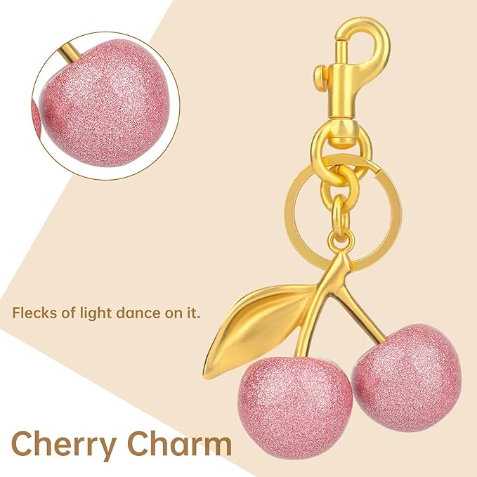 cherry bag charm, cute keychain cherry purse charms for handbags, bag accessories, gifts for women.