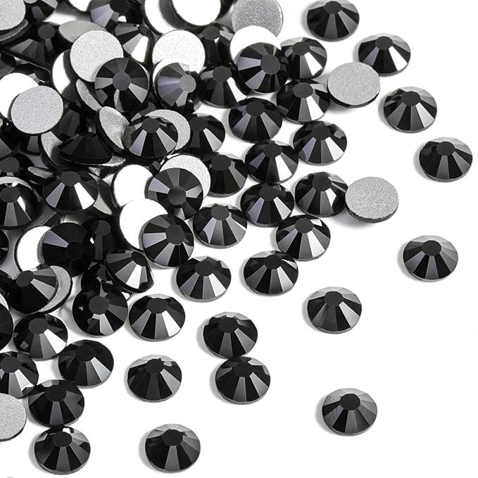 Beadsland 1440pcs Flat Back Crystal Rhinestones Round Gems for Nail Art and Craft Glue Fix, Jet Hematite,SS20,4.6-4.8mm