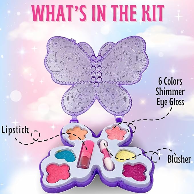 Kids Makeup Kit for Girls – Real Washable Play Cosmetic Set Palette Case, Non-Toxic Pretend Makeup Toys, Perfect Party Favors & Gifts (Palette (12 Pack))