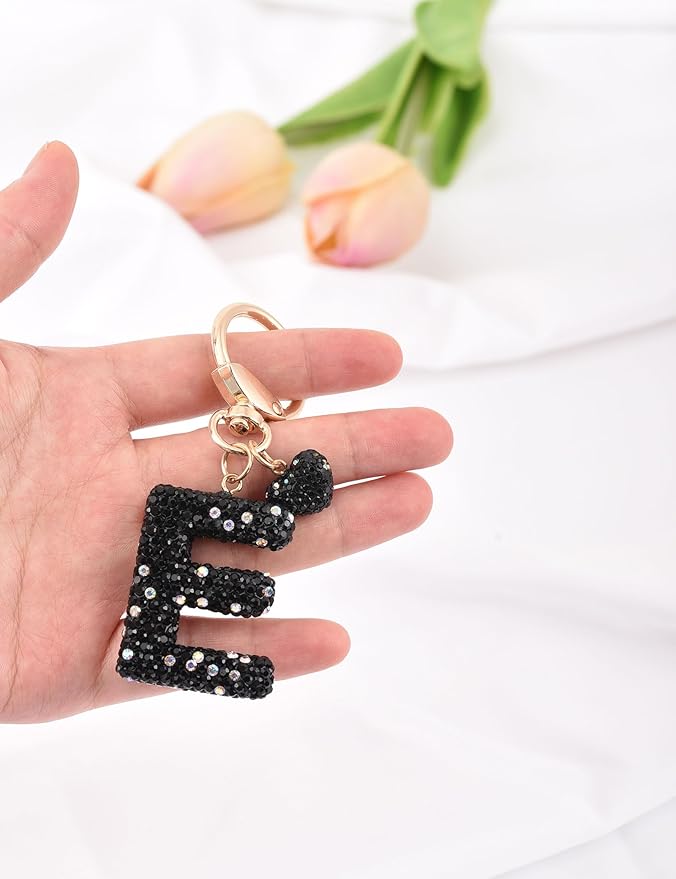 Initial Keychain for Women Girls,Bling Letter Key chain Initial with Heart,Pink Keychain Charms for Backpack Handbag
