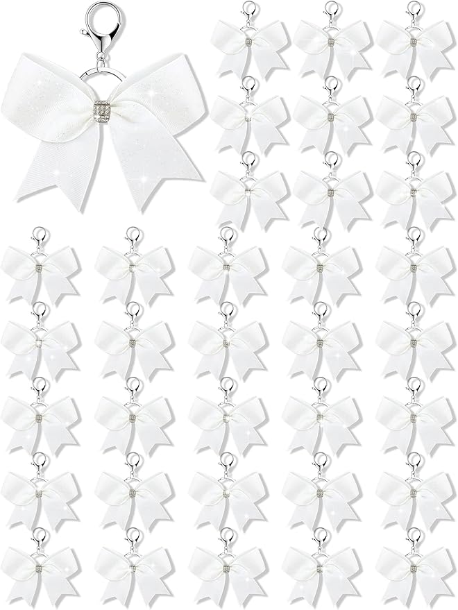 Tondiamo Cheer Bow Keychain Cheer Keychain with Rhinestones Cheerleader Keyrings for Teen Cheerleading Sports Accessory