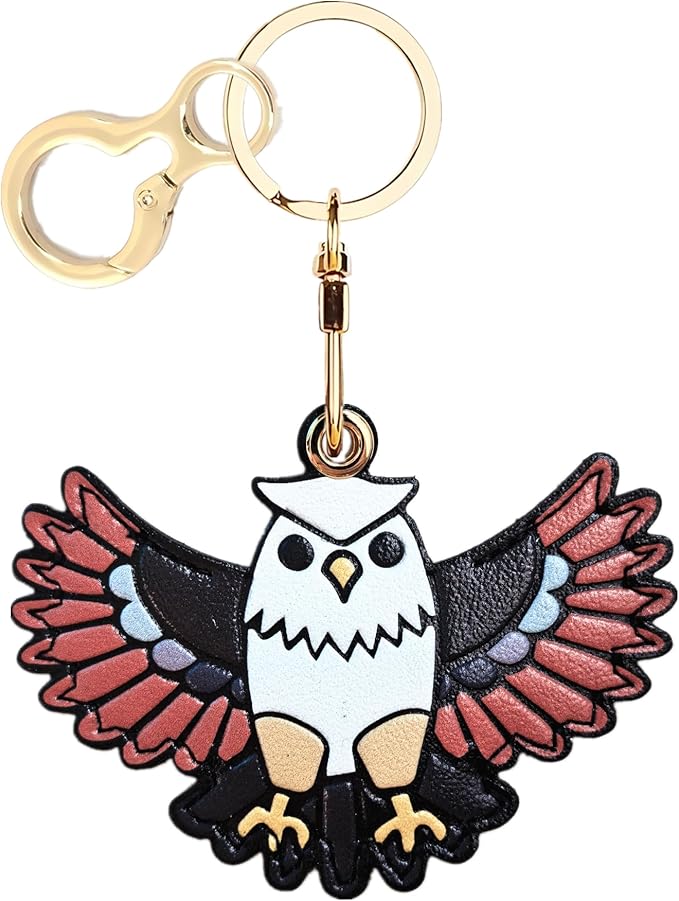 Leather Keychain Holder Case Compatible with AirTag,Cute Protective Cover with Keyring,Anti-Scratch Finder GPS Tracker Case for Wallet Keys,Bag,Pets(Owl Red)