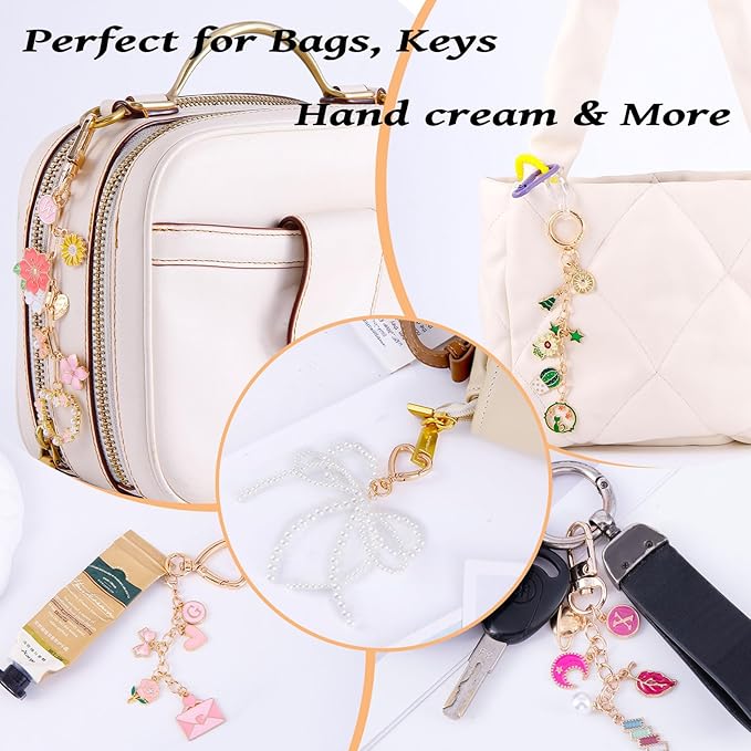 Wurosi 544Pcs Lip Gloss Keychain Making Kit with Charms, Including 24 Keychains Clips 30 Extender Chain 198 Charm Jewelry Plier, DIY Keychains Kit, for Keychain Making Supplies, Christmas Gifts