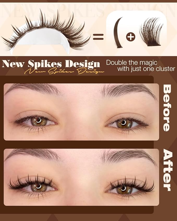 Brown Lash Clusters Wispy Eyelash Clusters 10-14MM Short Spiky Cluster Eyelash Extensions Natural Cluster Lashes Dark Brown Individual Lashes D Curly DIY Lash Extension by Lvmixwig