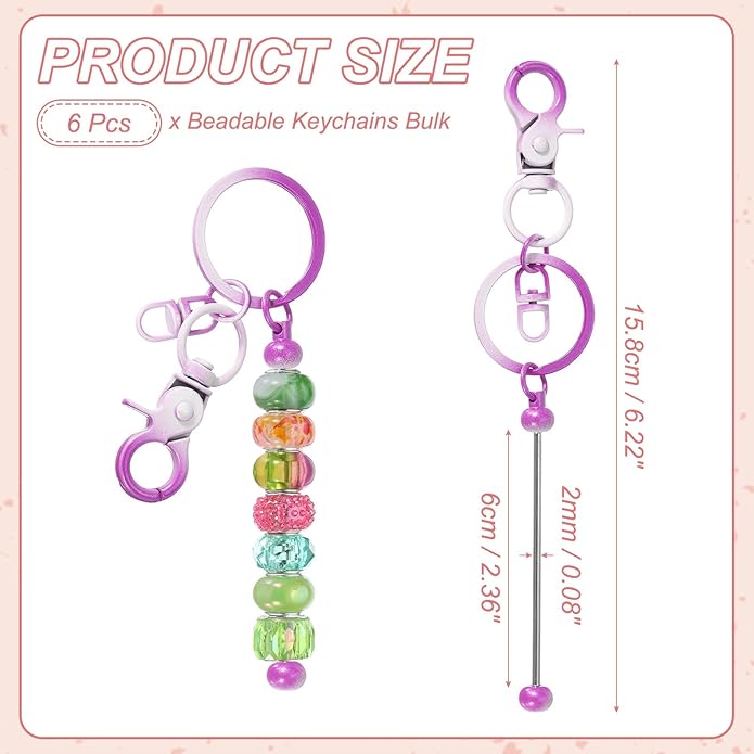 uxcell Beadable Keychain, Keychain Making Supplies, Blank Bead Metal Chain Bars for DIY Crafts Jewelry Making Gift