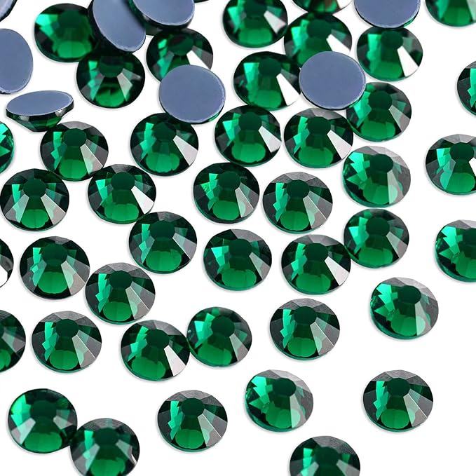 Beadsland Hotfix Rhinestones, 144pcs Crystal Rhinestones for Crafts Clothes DIY Decoration, Emerald, SS40, 8.3-8.6mm
