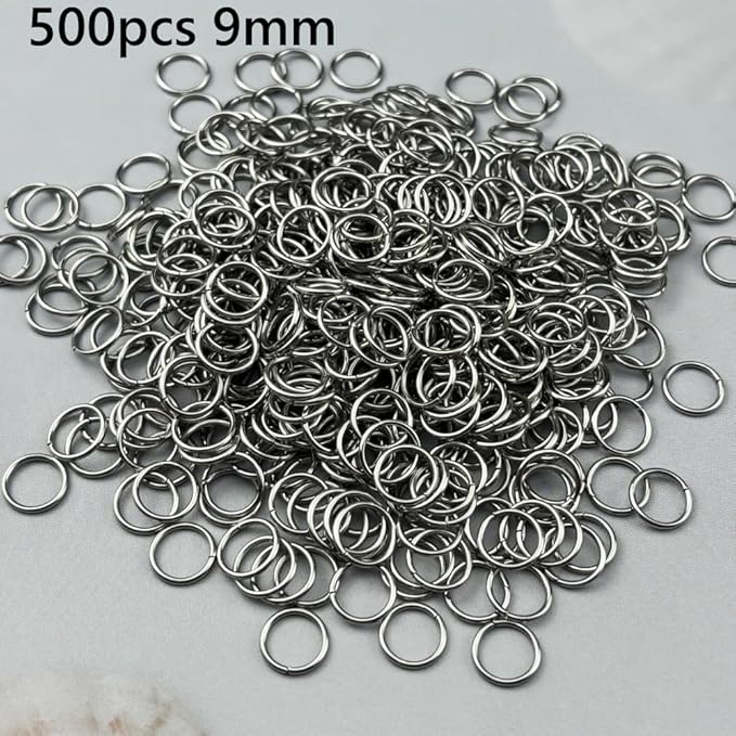 500pcs 9mm Stainless Steel Jump Rings Connector Rings for DIY Craft Jewelry Making Necklaces Bracelet Earrings Keychains