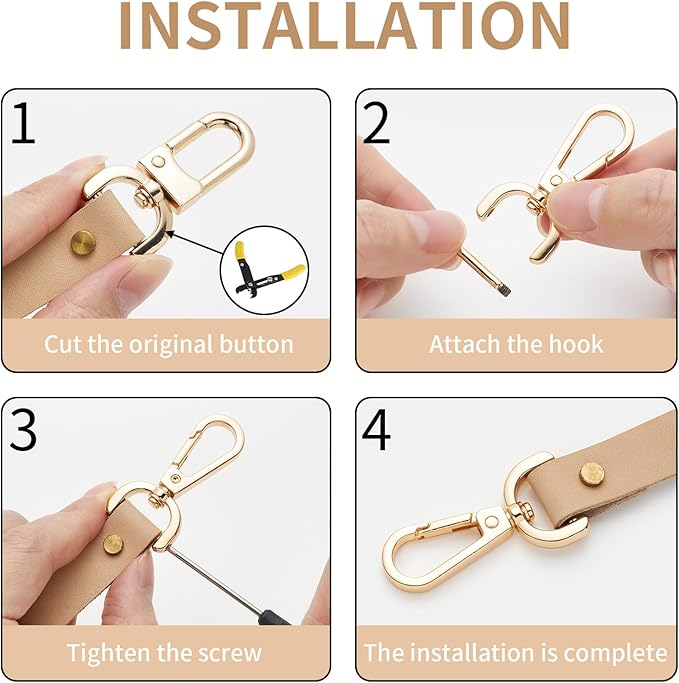4PCS Detachable Snap Hook Swivel Clasp with Screw Bar, Multiple Sizes Hardware for Changing Bag Straps,Silver1 1/4