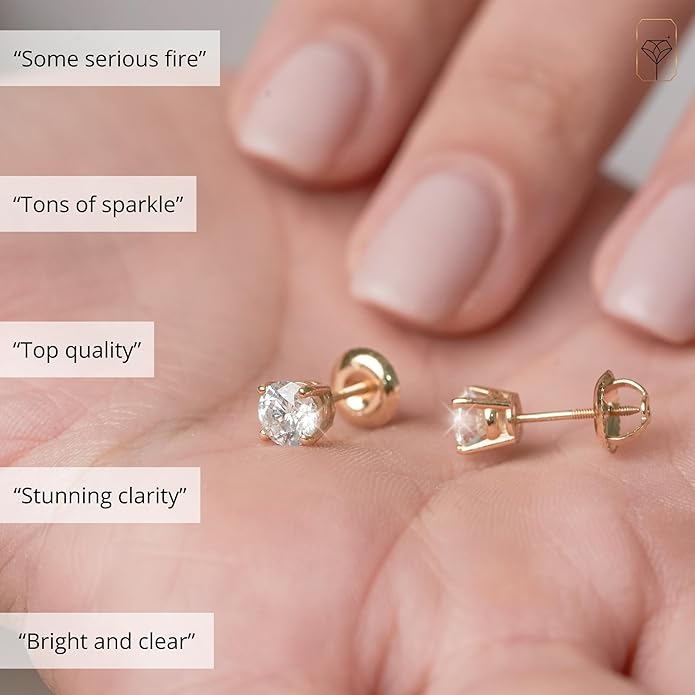 1/4-2 Carat IGI Certified Lab Grown Diamond Stud Earrings | Solitaire Real Diamonds Earring for Women in I-J Color & SI1-SI2 Clarity | 14K Gold Diamond Studs with Secure Backs by MAX + STONE