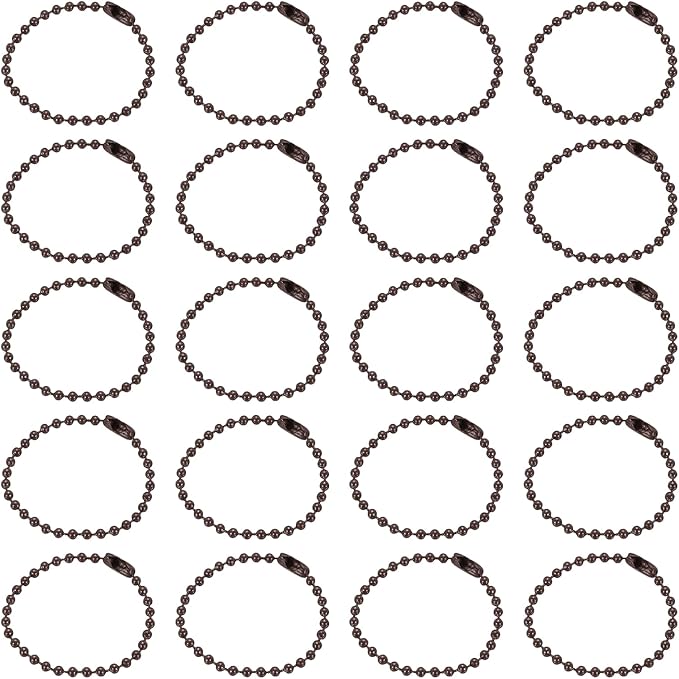 MECCANIXITY 30Pcs 5 Inch Ball Bead Chain, Metal Ball Chain with Connectors for Keychain Hanging Ornament Tag Jewelry Necklace Christmas Decoration,Brown