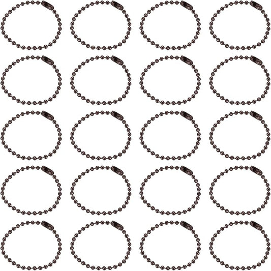 MECCANIXITY 30Pcs 5 Inch Ball Bead Chain, Metal Ball Chain with Connectors for Keychain Hanging Ornament Tag Jewelry Necklace Christmas Decoration,Brown