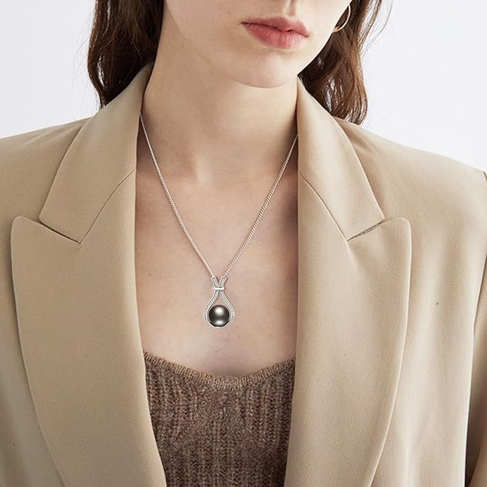 NONNYL Gifts for Wife-Wedding-Anniversary-Tahitian-Black-Pearl-Necklace for Women Birthday -Jewelry for Her Girlfriend Valentines Day Mothers Day -Gifts for Mom Anniversary Christmas for Her
