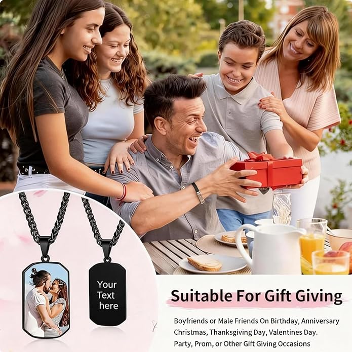 CLYLIFE Picture Necklace Personalized Photo,Custom Disc/Heart Pendant for Men Women Dad Mom Customized Necklace with Chain Photos Memorial Gifts for Mother's Day, Birthday, Anniversary