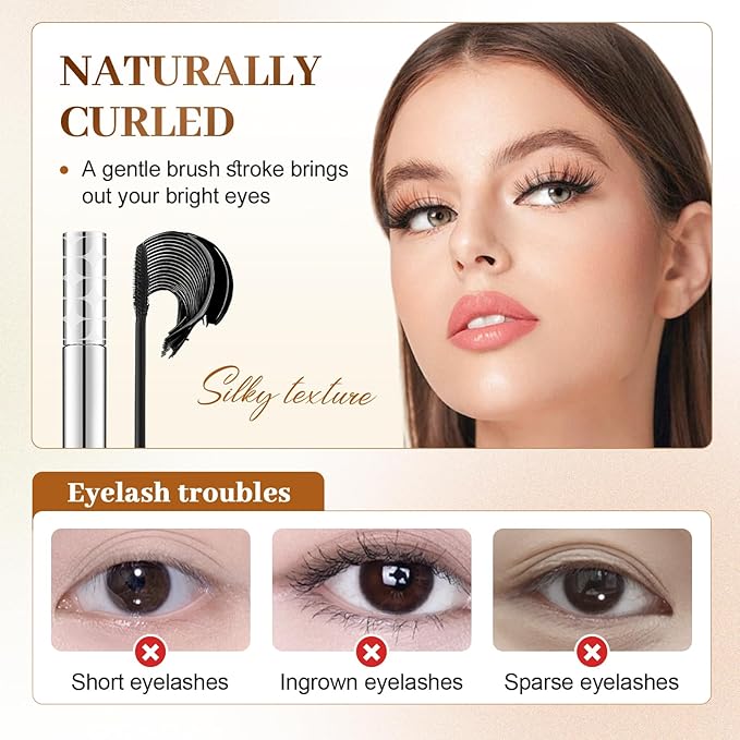 Mascara for Older Women 60 Plus, 2025 New Mascara Volume and Length for Mature Women with Thinning Lashes, Non Clumping Waterproof Long Wear (Black)