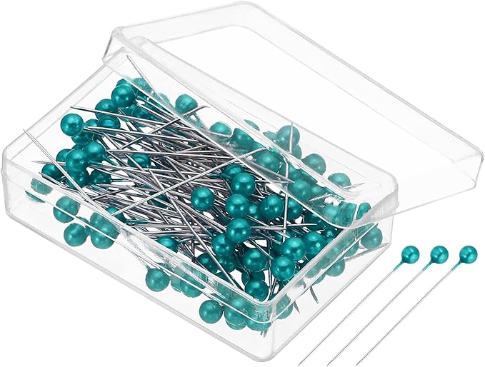 PATIKIL Sewing Pins, 600 Pcs 1.5 Inch Straight Pin with Plastic Pearlized Ball Head for Fabric, Decorative, Jewelry DIY, Craft and Sewing Project, Peacock Blue