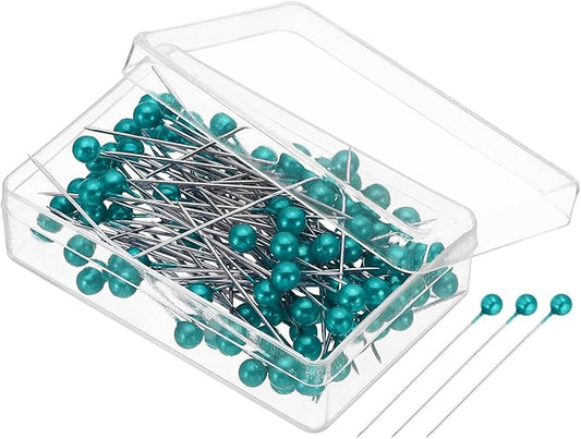 PATIKIL Sewing Pins, 600 Pcs 1.5 Inch Straight Pin with Plastic Pearlized Ball Head for Fabric, Decorative, Jewelry DIY, Craft and Sewing Project, Peacock Blue