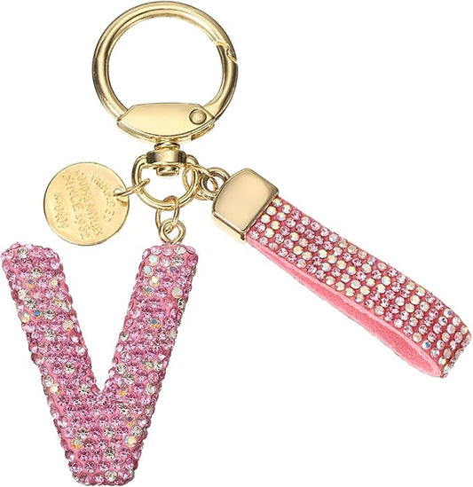 PATIKIL Initial Letter Keychain, Cute Sparkly Rhinestone Key Chain Alphabet Charm for Car Keys Handbags Purse