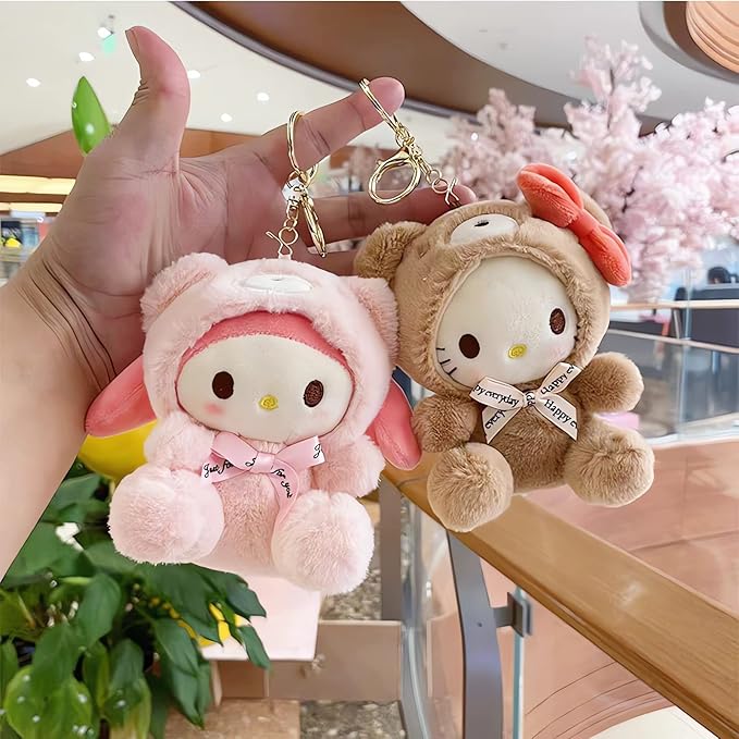 Cute Plush Keychain for Women Girls, 5" Lovely Keychain Decorative Accessories, Purse Bag Backpack Charm