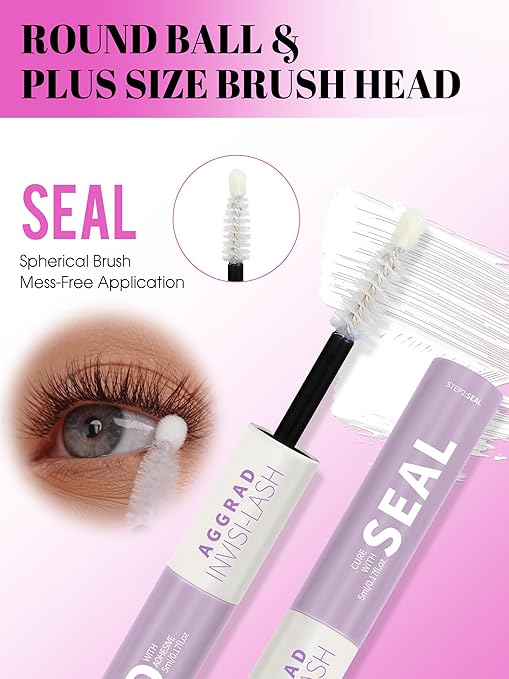 Lash Cluster Bond and Seal Waterproof Glue 150H Super Strong Hold Long-Lasting for Eyelash Clusters Extensions Kit DIY Self Adhesive 2 in 1 Individual Lash Glue Black Bonder & Clear Sealant