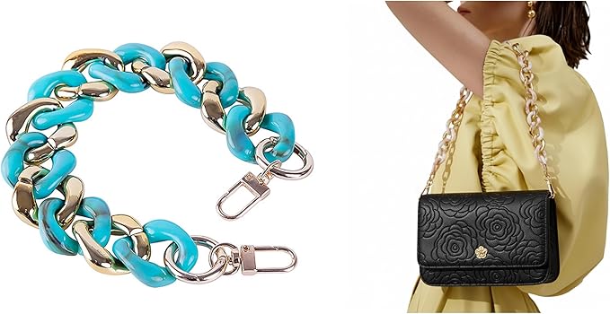 Acrylic Resin Chain Purse Strap 11.8IN Chunky Purse Transparent Chainn DIY Acrylic Bag Chain (Blue Coffee)